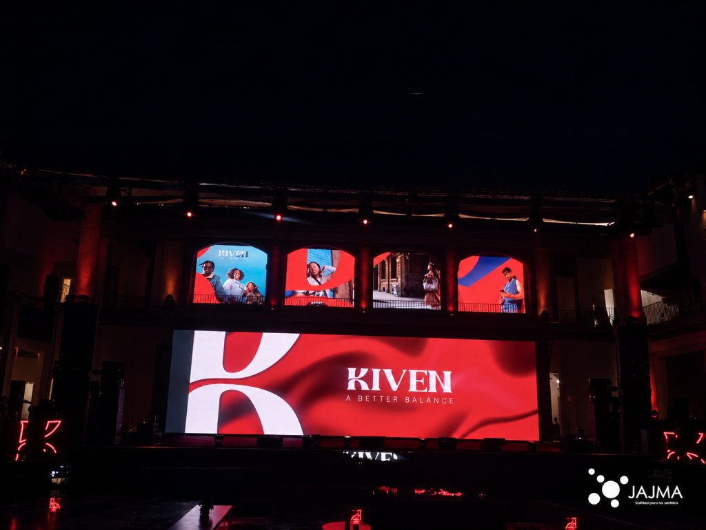 Contenidos de Kiven distribuidos entre la pantalla principal y cuatro arcos